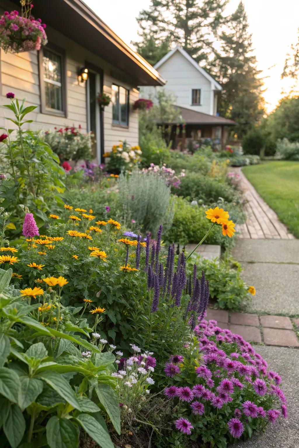 Edible flowers and herbs add beauty and utility.
