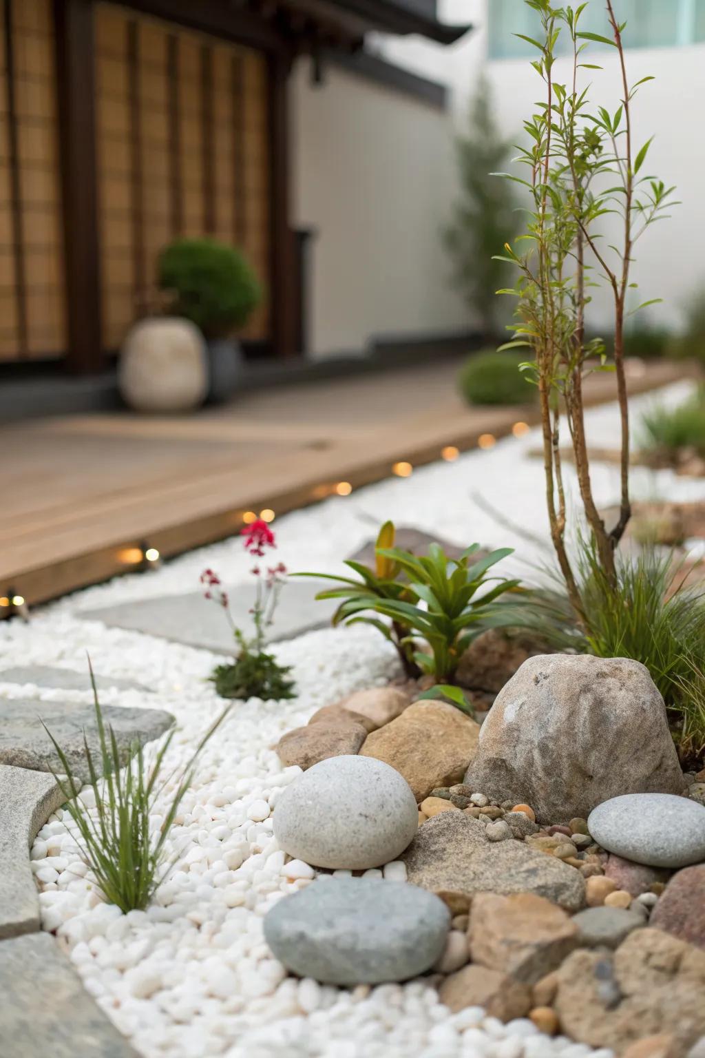A Zen-inspired flower bed offering serenity and simplicity.