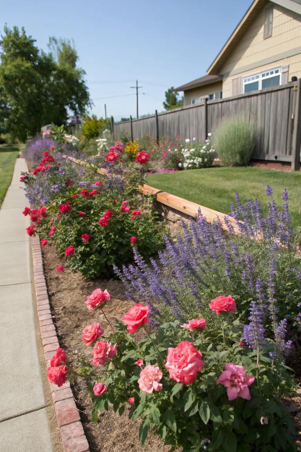 A timeless rose bed with complementary companion plants.