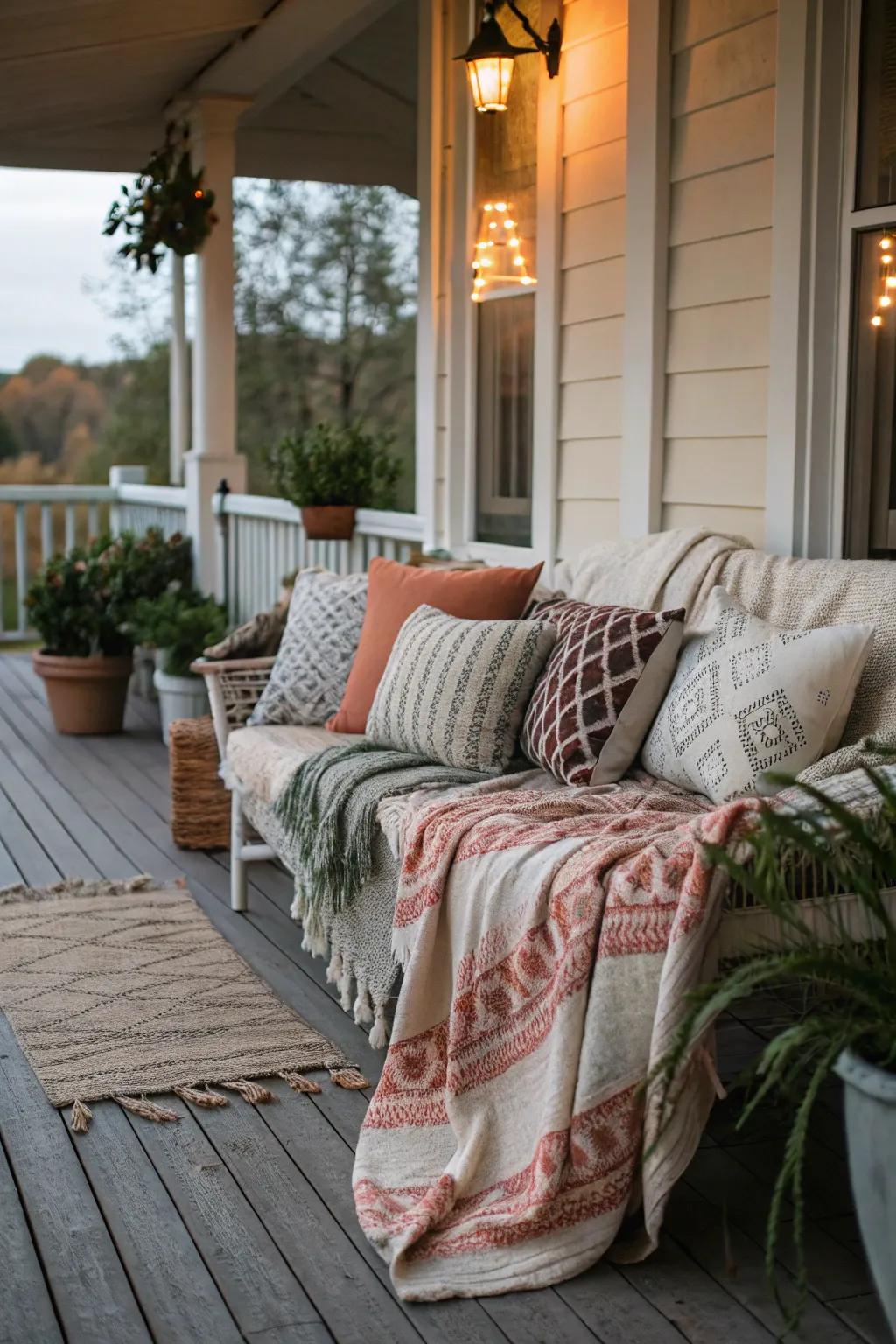 A cozy seating area invites you to relax and enjoy the holiday ambiance.