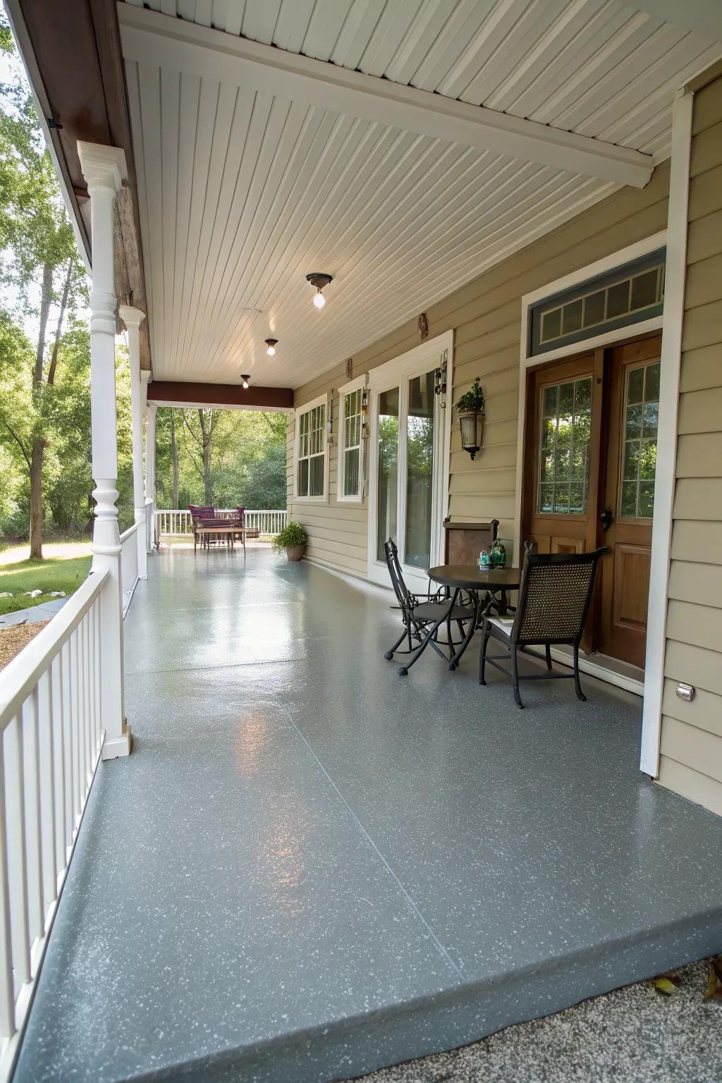 Epoxy flooring suits porches of all sizes.