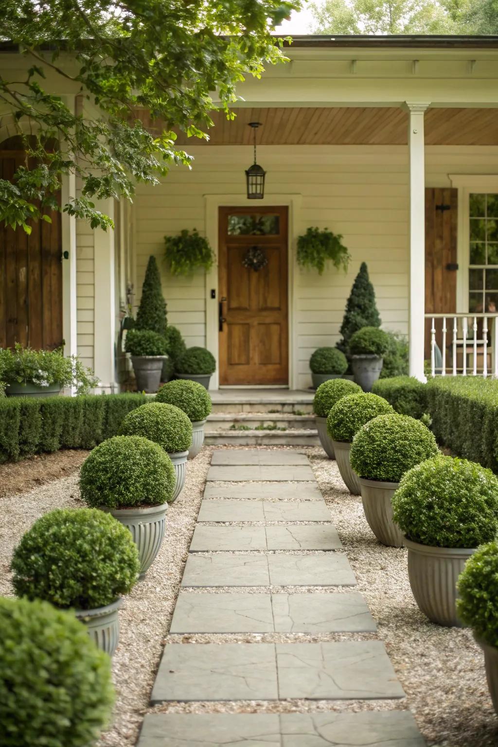 Topiary pathways guide guests with charm.