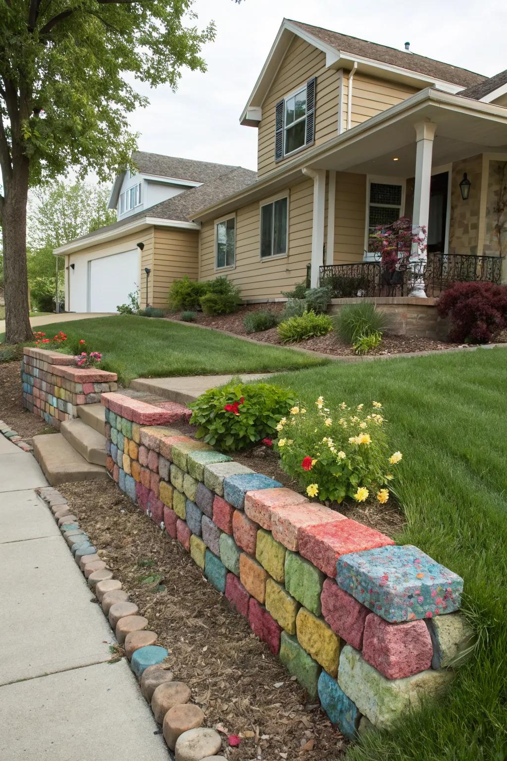 Make a statement with a colorful stone wall.