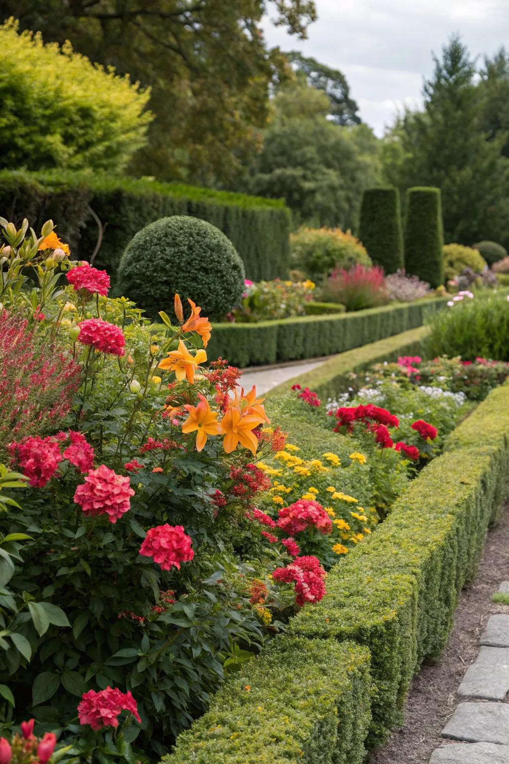 Accentuate seasonal colors with boxwood companions.