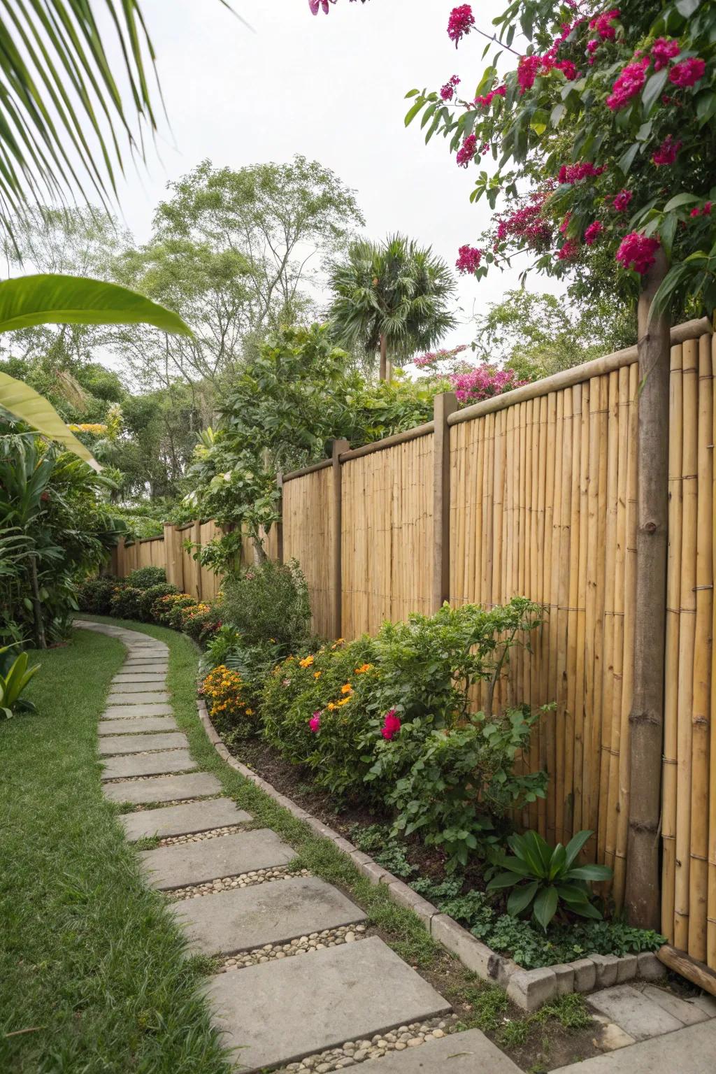 Create a tropical vibe with bamboo fences.