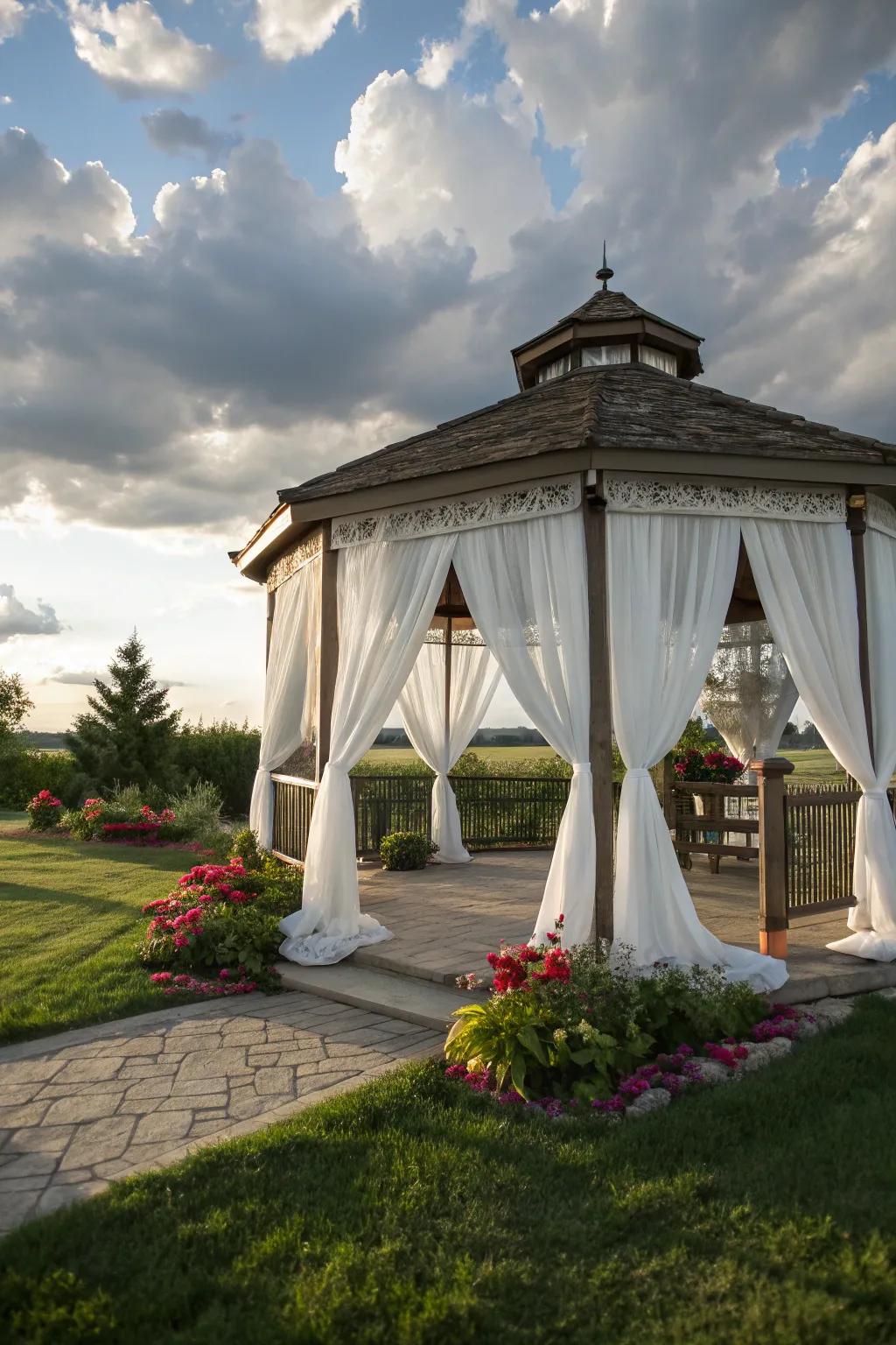 Curtains add a touch of privacy and elegance.