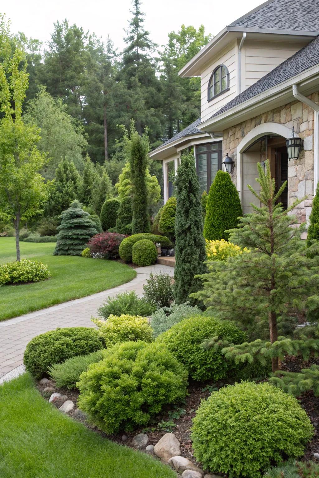 Evergreens ensure your garden stays vibrant all year.