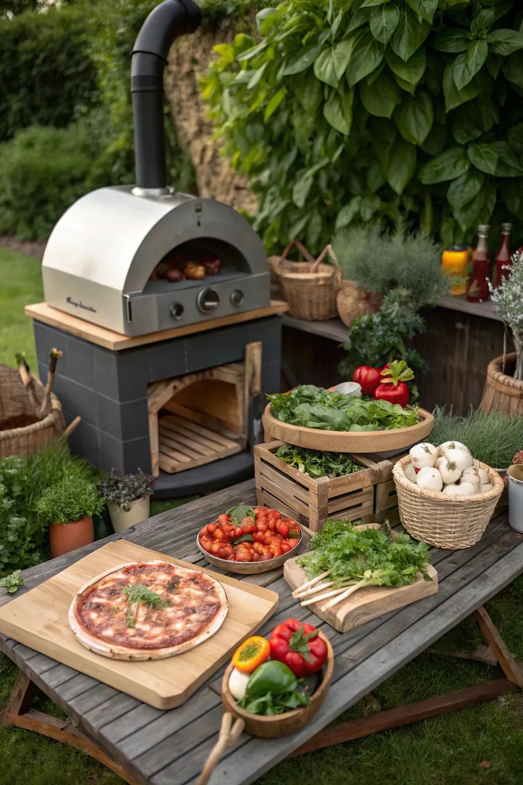 A pizza oven offers exciting new outdoor cooking options.