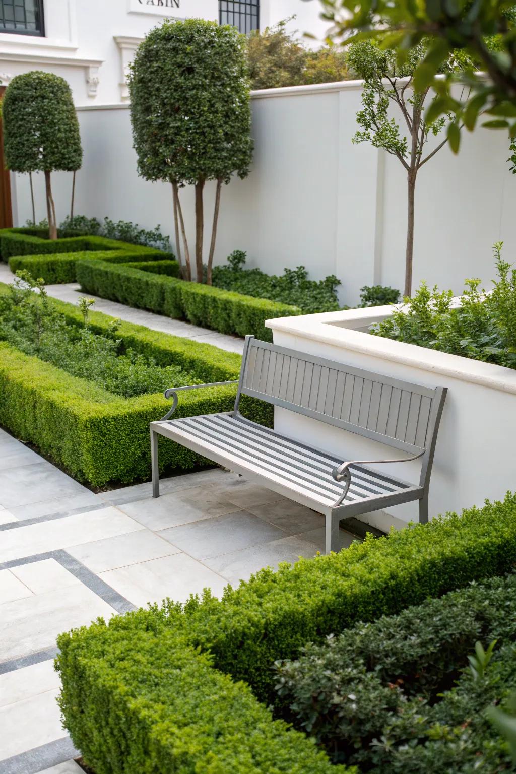 A minimalist bench offering serene simplicity.