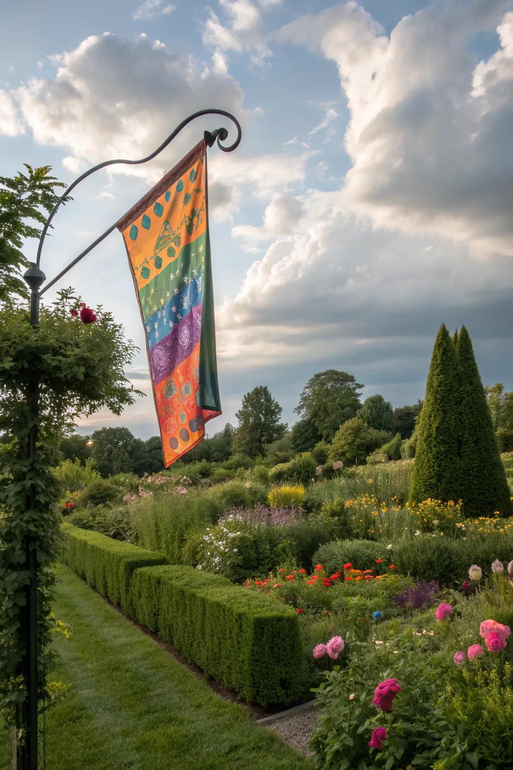 Flag on a whimsical shepherd's hook