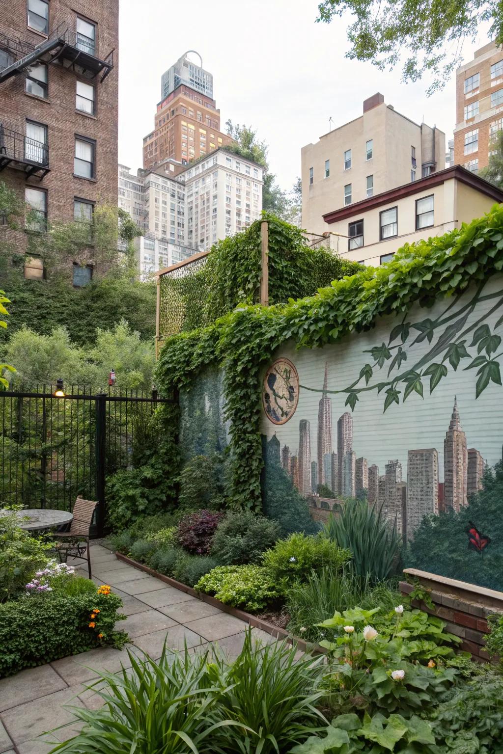 Urban jungle murals blend city life with nature.
