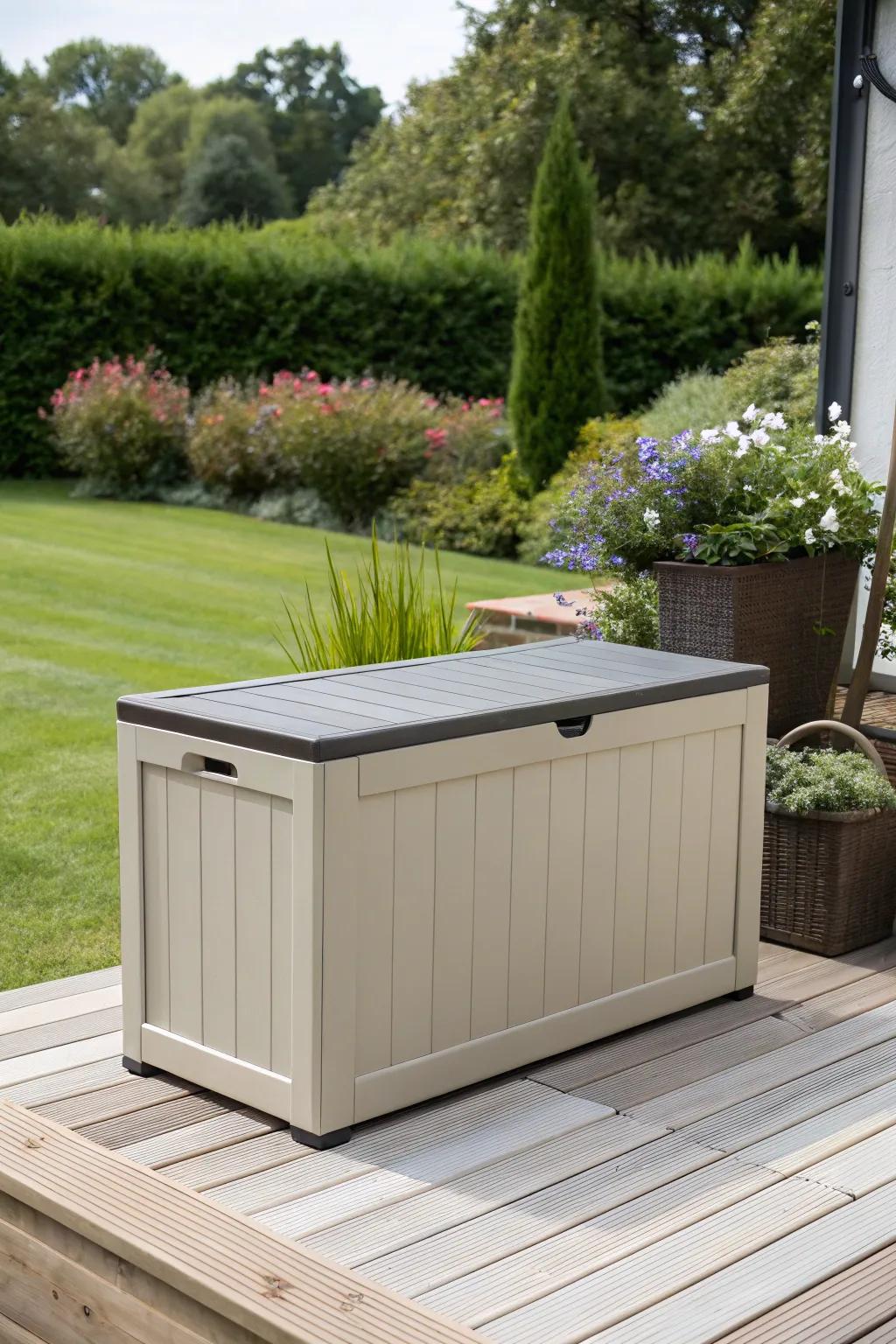 Deck boxes provide storage and seating solutions