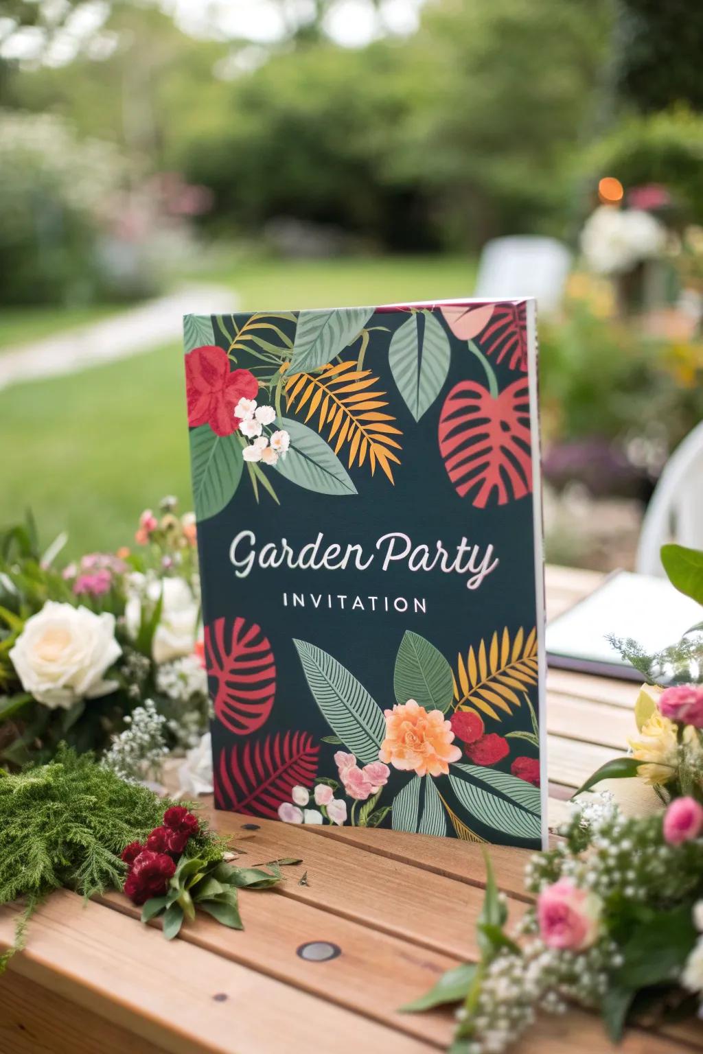 Bold botanical prints make a striking statement for your garden party.