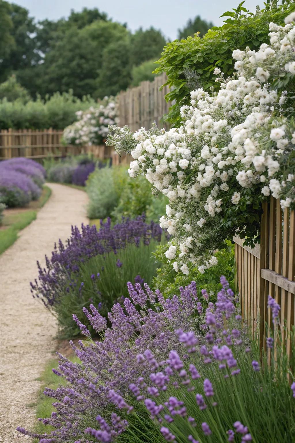 Fragrant blooms of lavender and jasmine filling the garden with aroma.