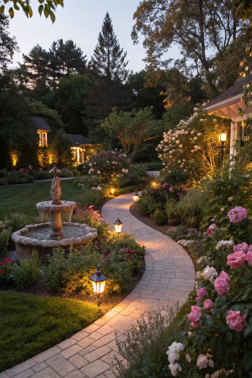 Creative lighting adds magic to your garden at night.