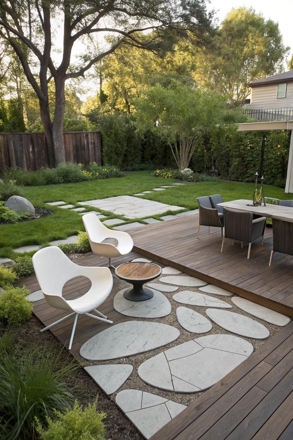 Asymmetrical designs offer a modern twist to decking.