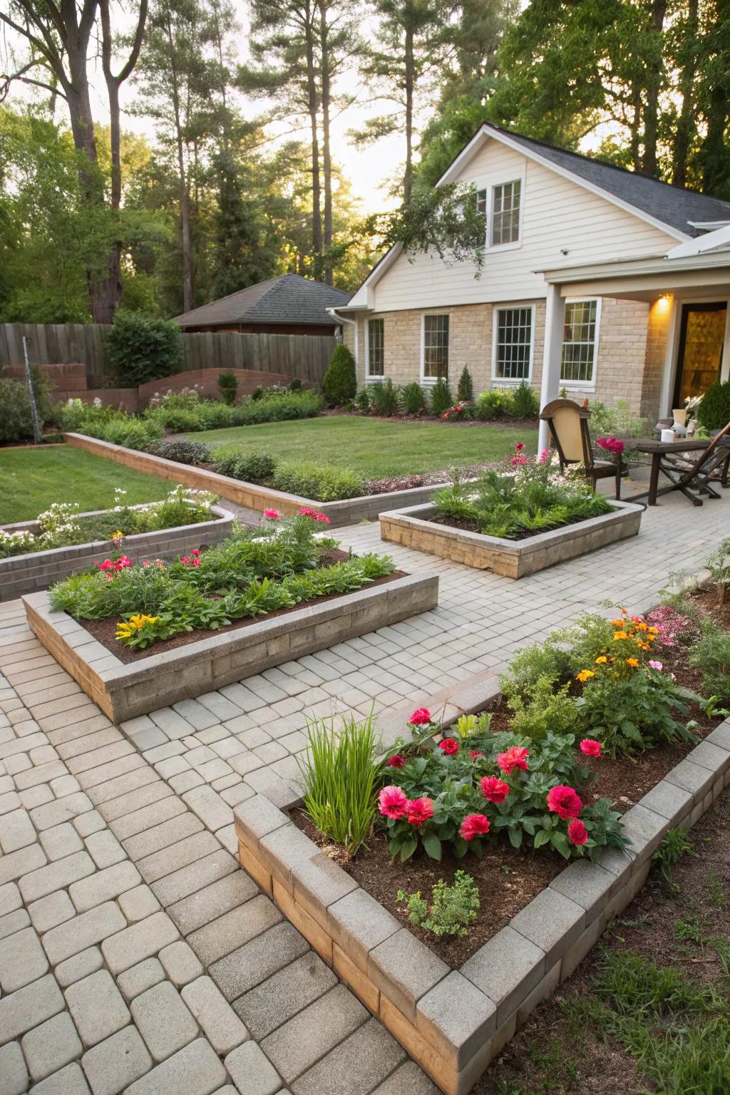 Pavers create clean, defined garden spaces.