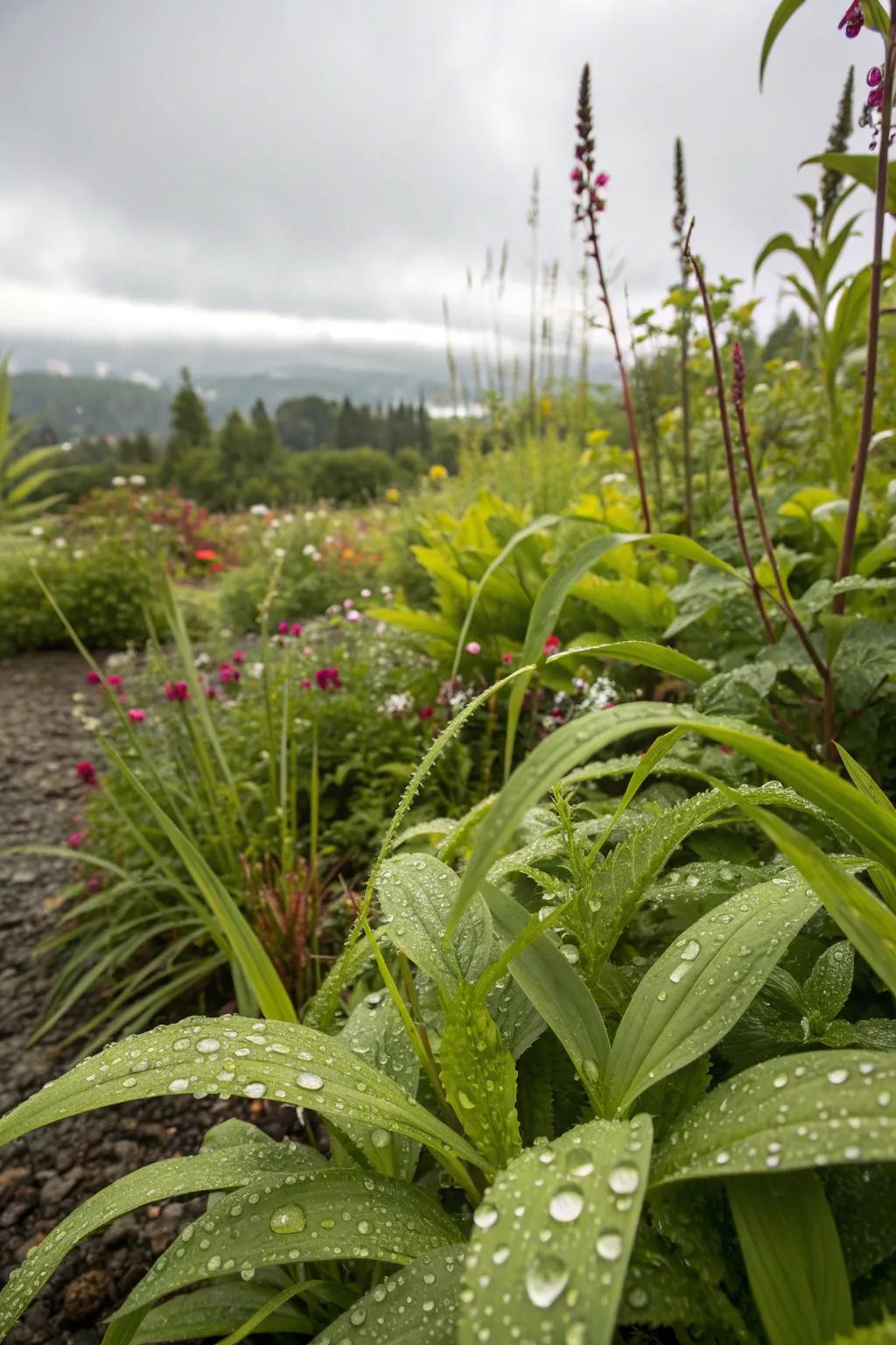A rain garden offering sustainability and beauty.
