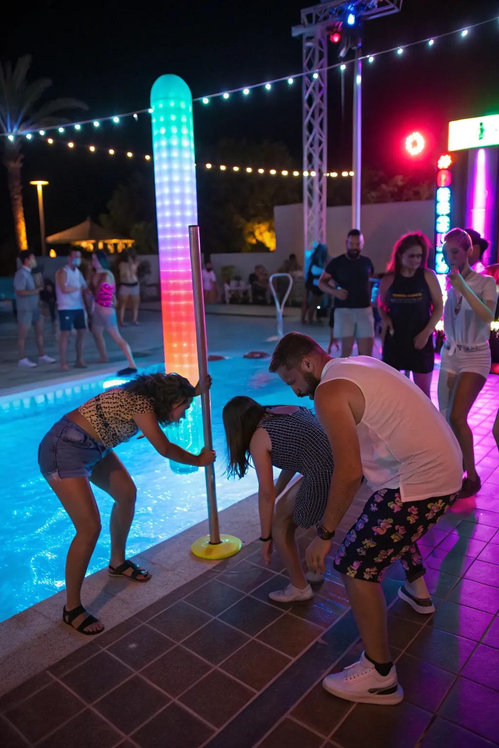 LED inflatable limbo adds fun and excitement to the party.