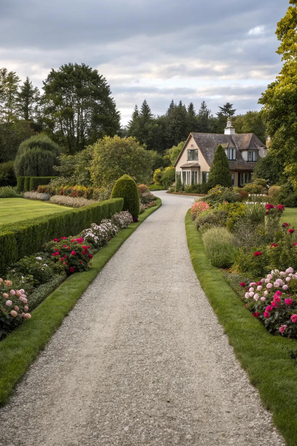 Enhance curb appeal with a gravel driveway.