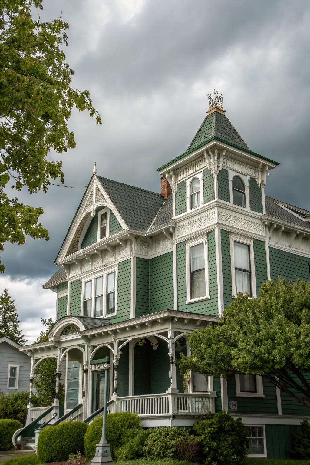 Hunter green exteriors provide a rich and elegant appeal.
