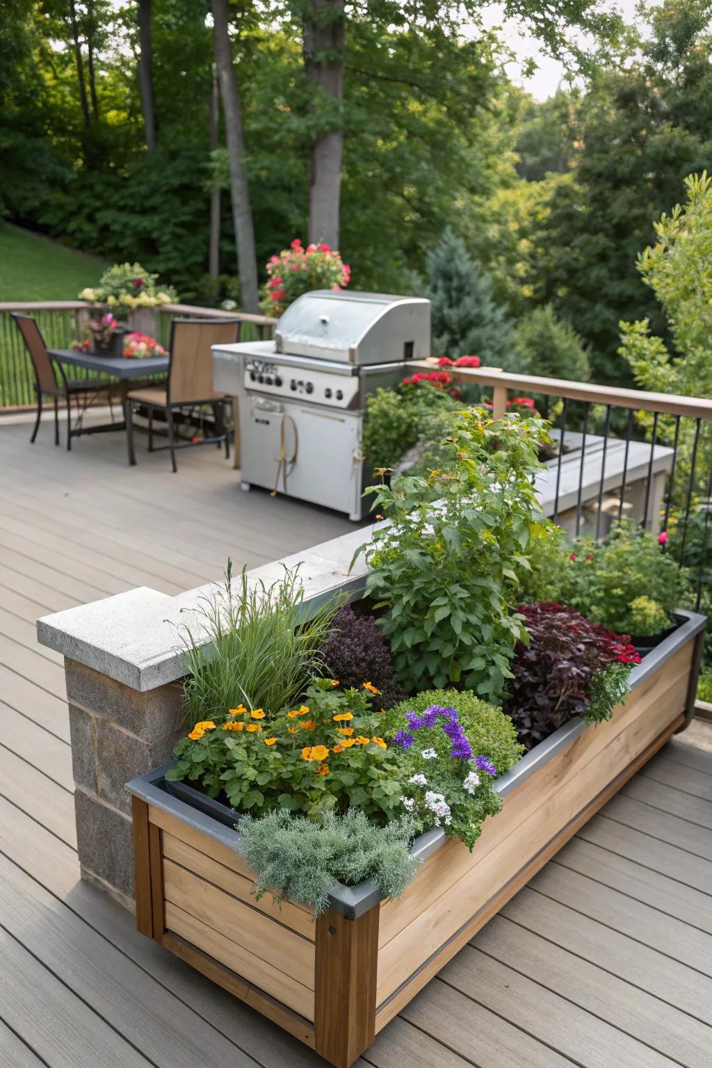 Bring your deck to life with lush, built-in planters.
