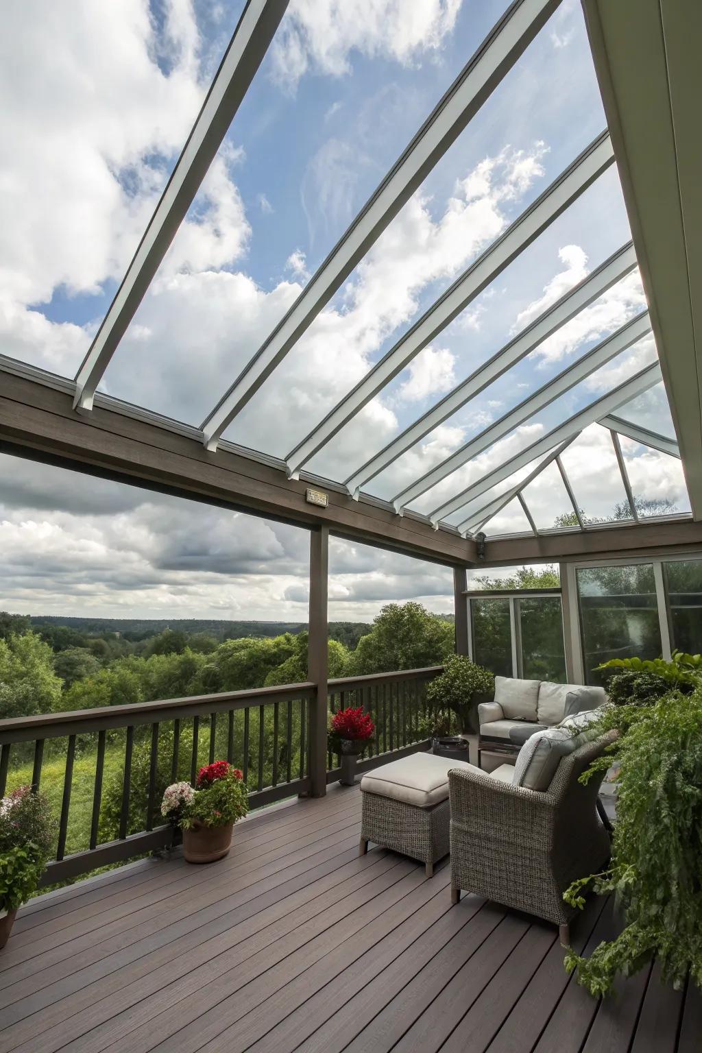 A glass roof that brings the stars closer to your deck.
