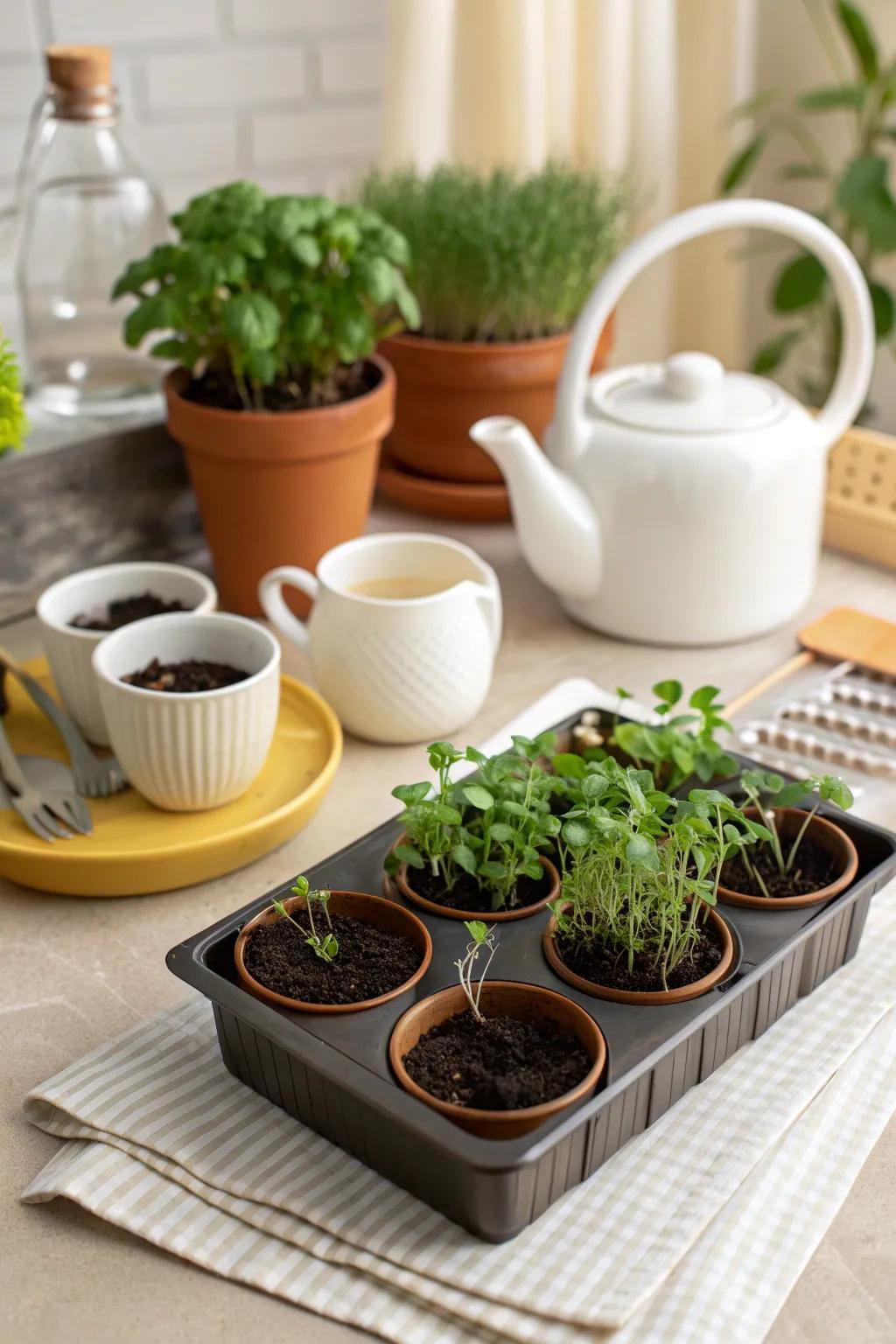 Brew fresh tea with an herbal tea growing kit.