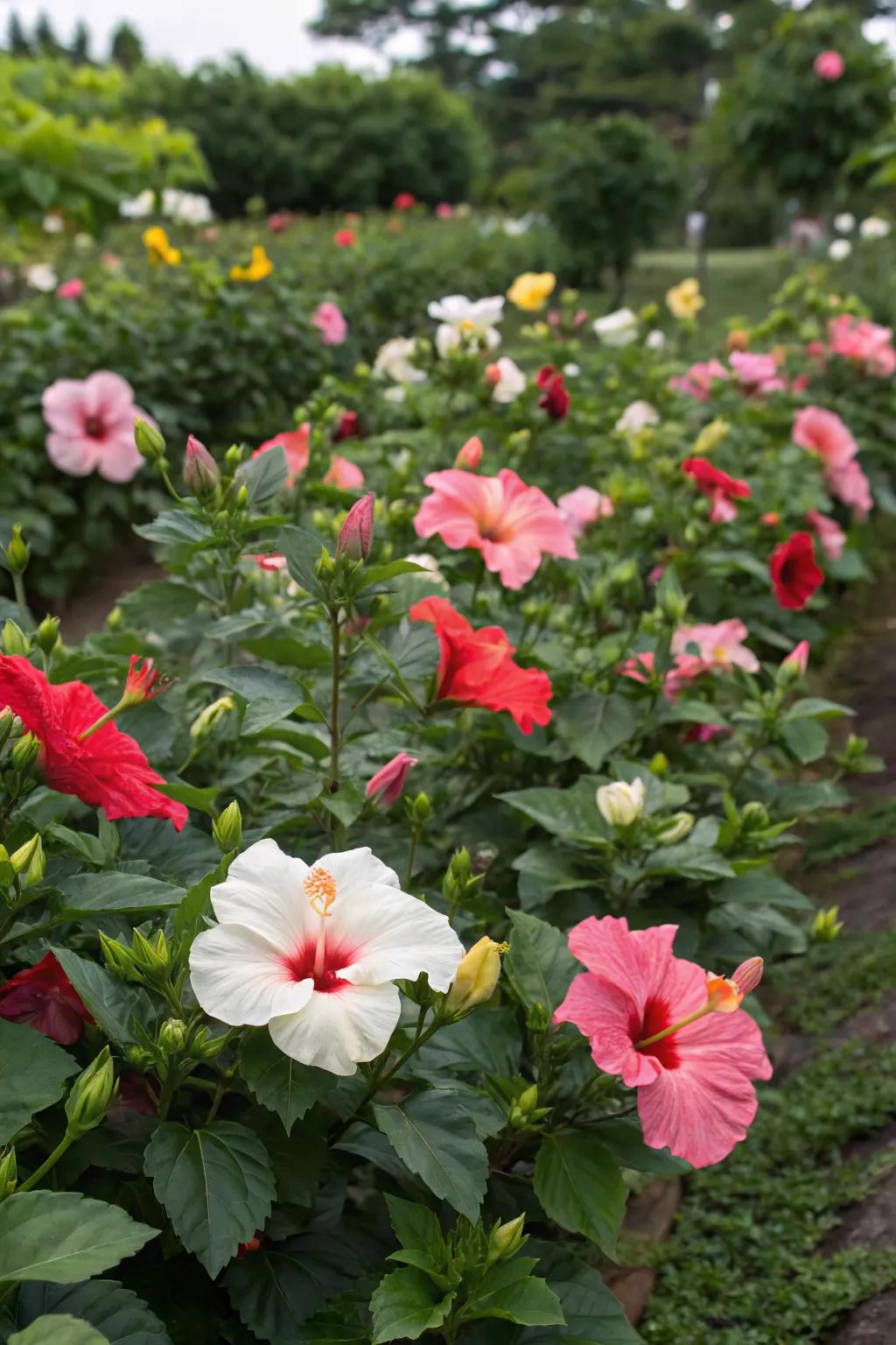 Enjoy continuous color with strategically timed hibiscus blooms.