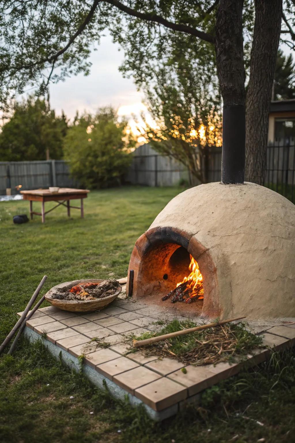 A rustic cob oven perfect for outdoor baking.