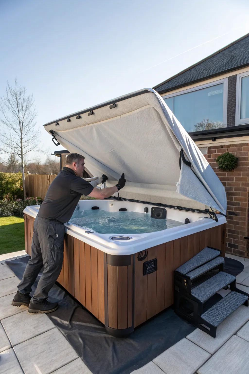 Effortlessly manage your hot tub cover with a lifter.