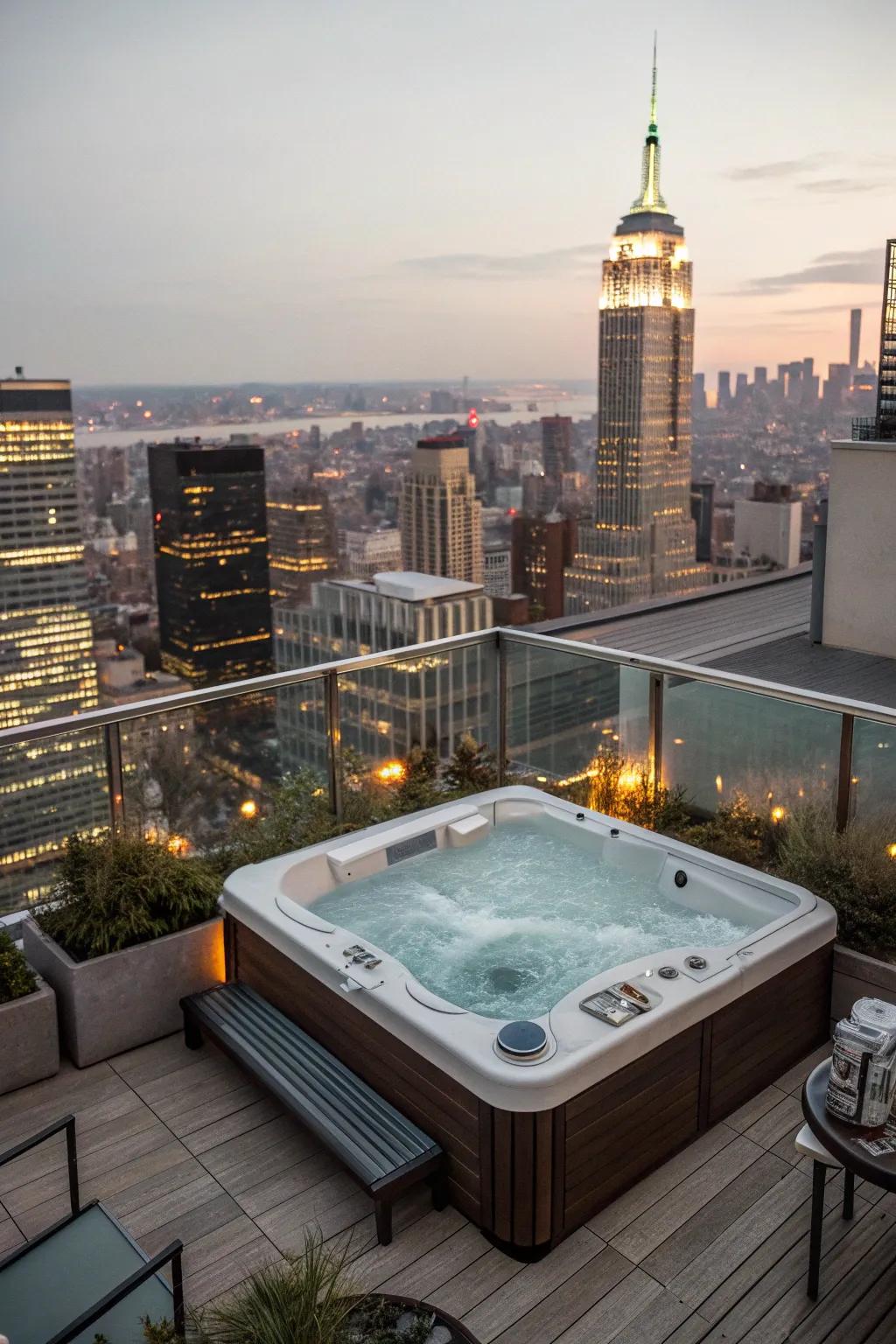 Elevate your spa experience with a rooftop hot tub.
