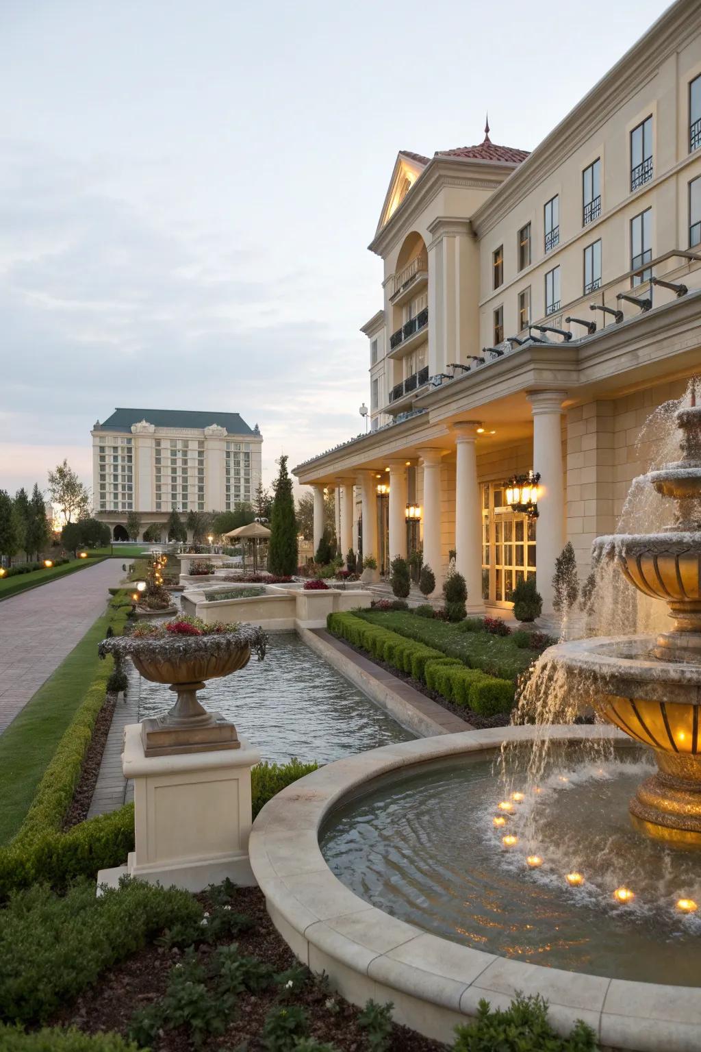 Water features elevate the ambiance and create a peaceful retreat.