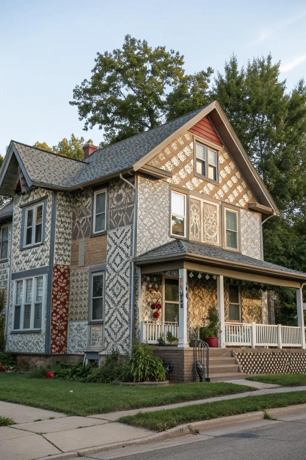 Pattern mixing in siding adds a creative and dynamic touch.
