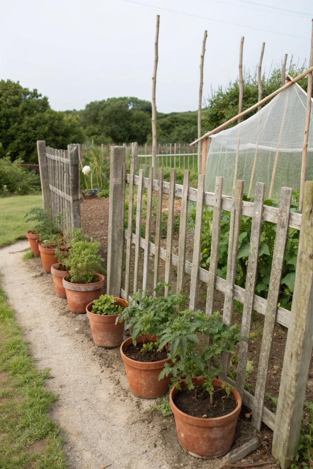 Wind protection helps safeguard tomato plants from harsh gusts.
