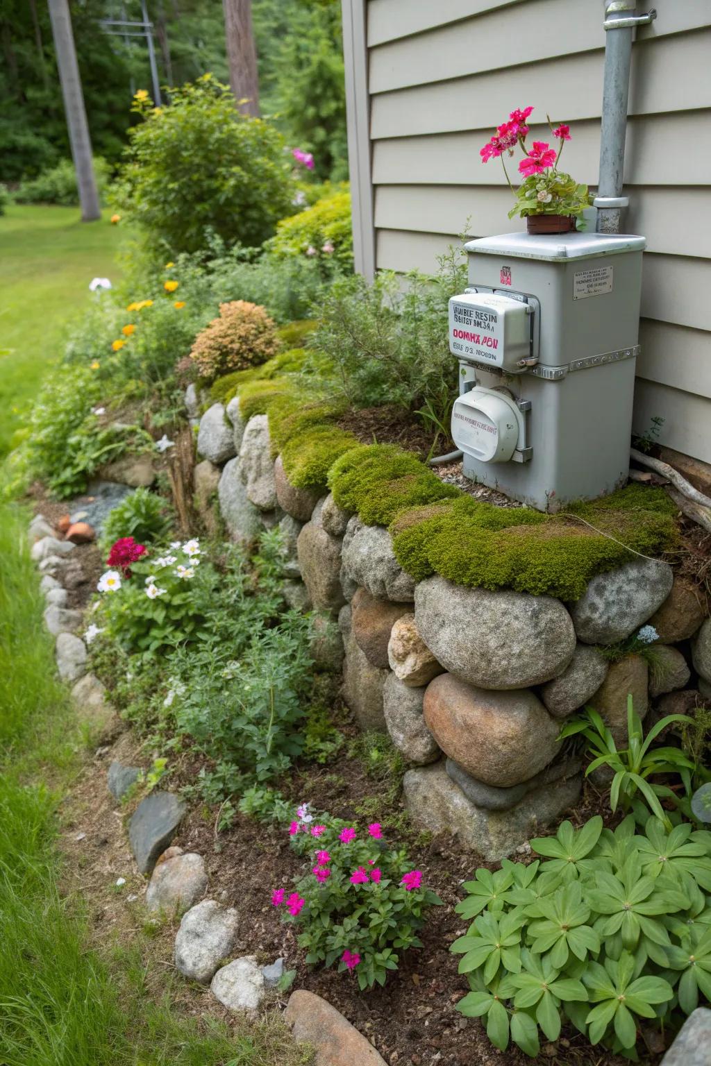Natural stones can seamlessly blend a gas meter into its surroundings.