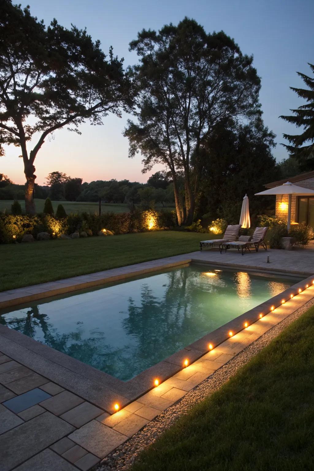 Create magical nights with solar lighting around your pool.