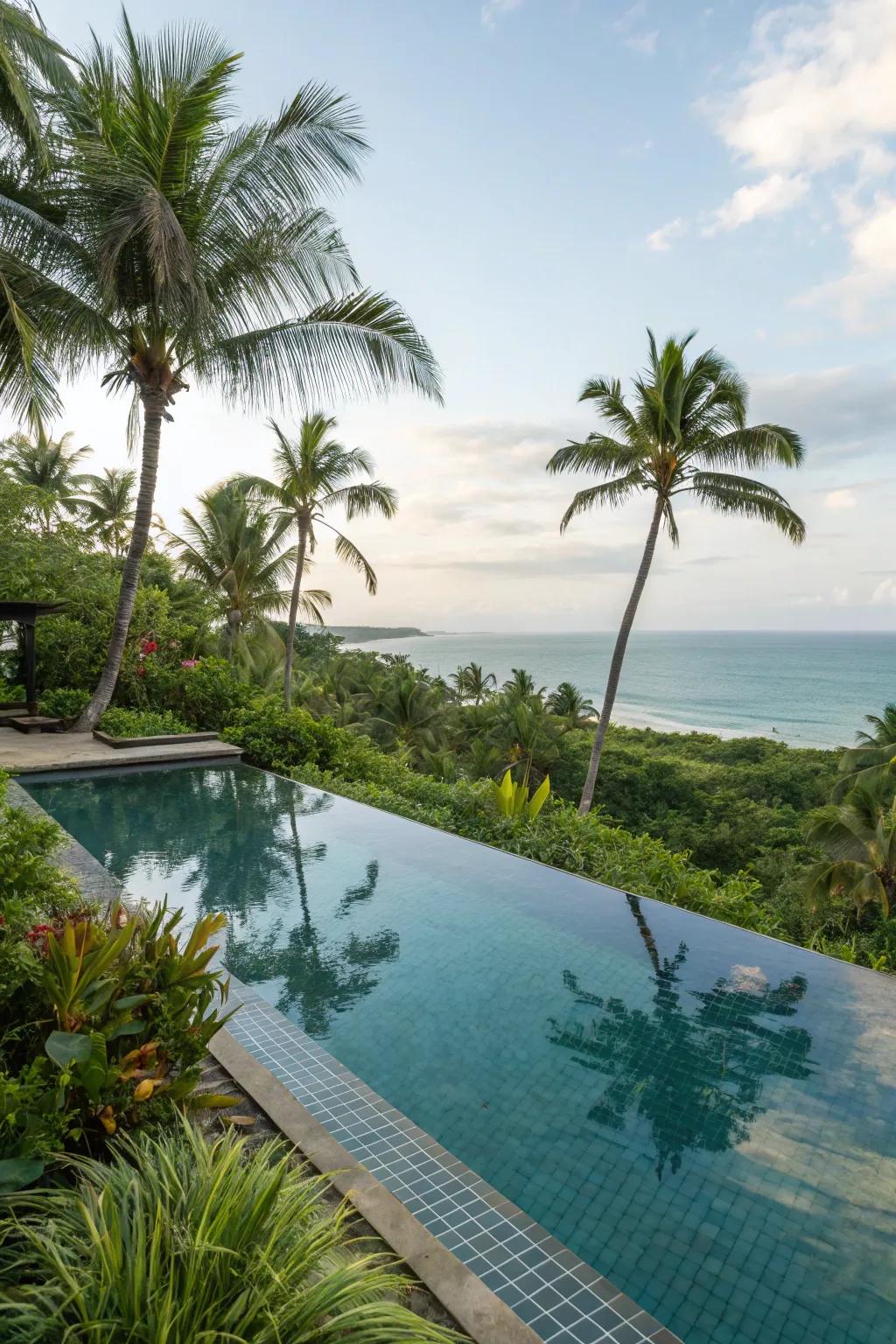 Exotic landscaping enhances the tropical feel of an infinity pool.