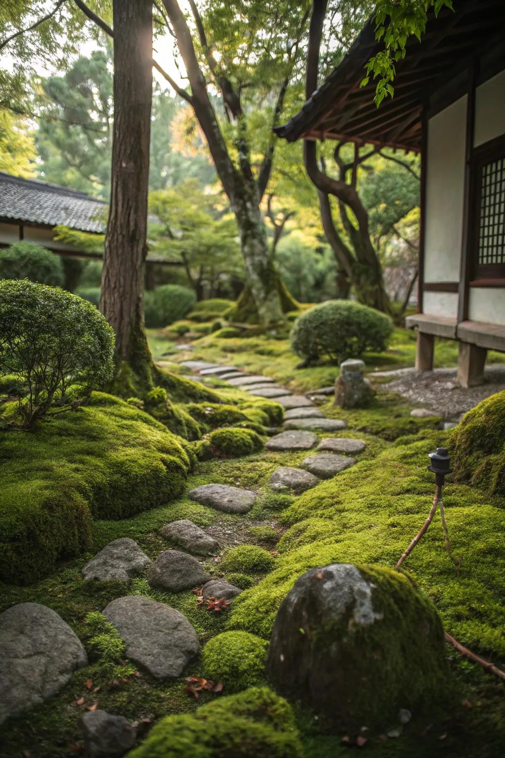 Moss adds a lush, vibrant touch to your garden landscape.
