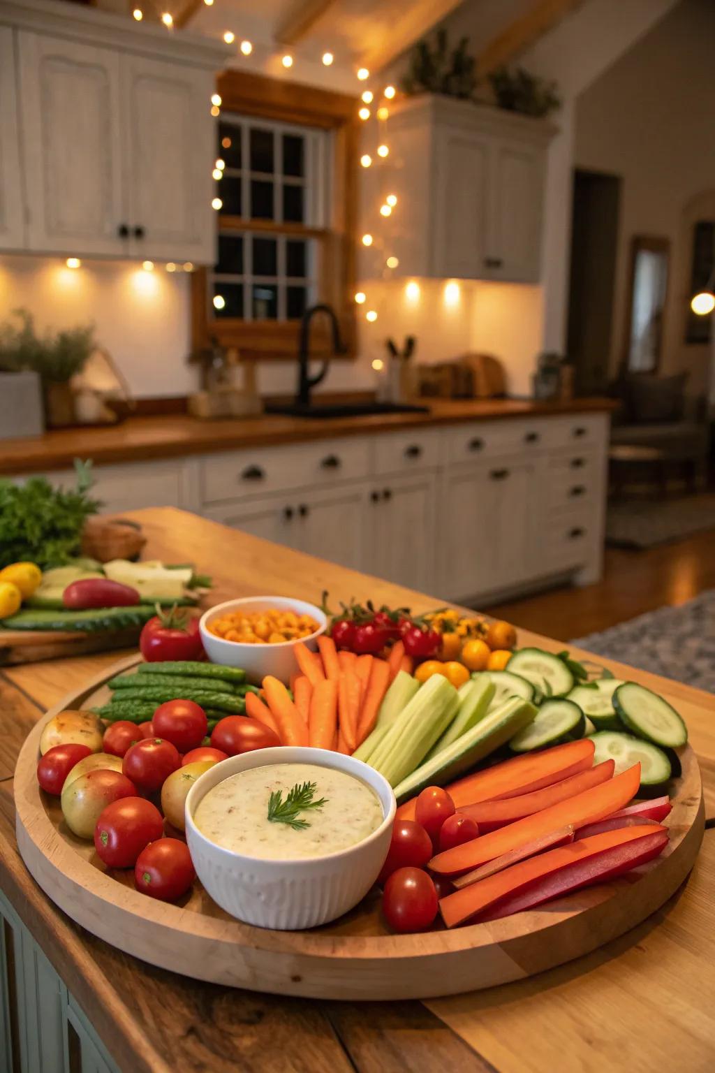 A delicious and healthy snack platter to complement the spa day.