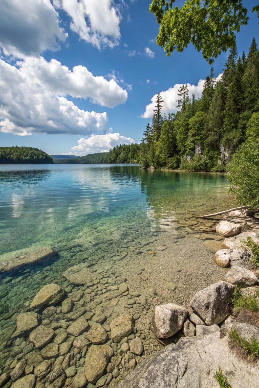 A natural swimming area offers eco-friendly lake enjoyment.