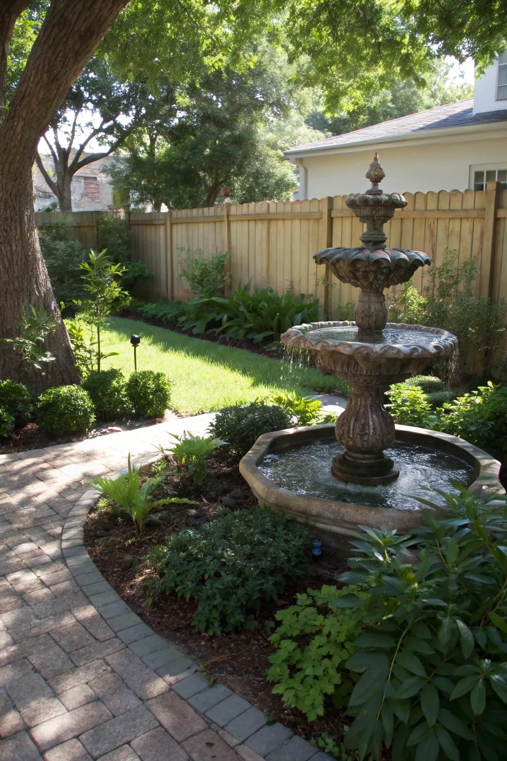 Water features add tranquility and a soothing sound.