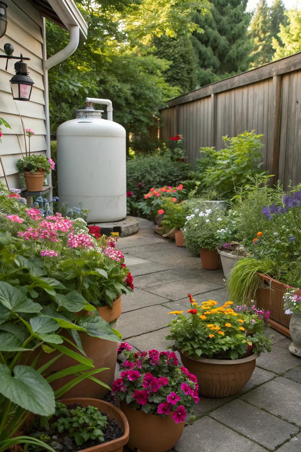 Container plants add versatility and beauty while hiding your propane tank.