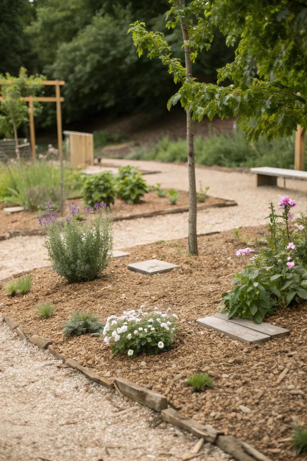 Minimalistic beauty with natural mulch.