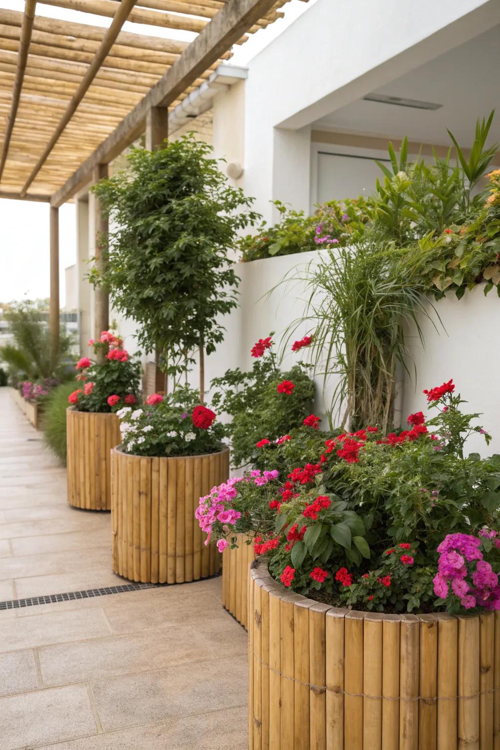 Bamboo planters bring natural beauty and versatility to your patio.