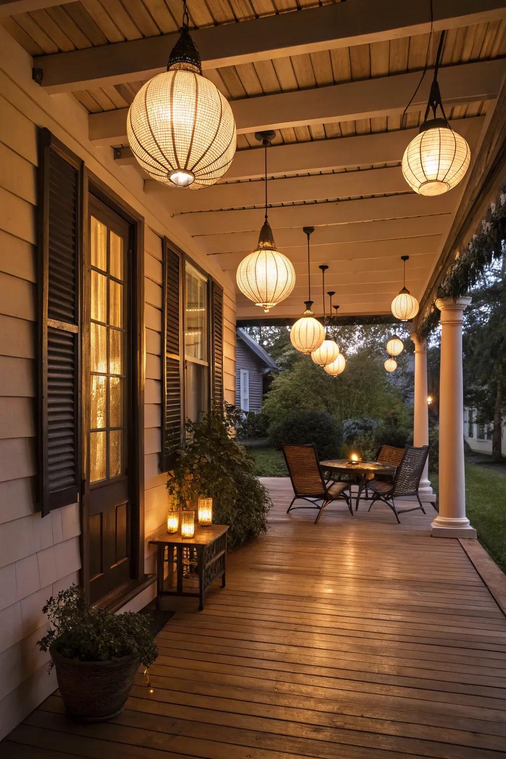 Add drama with hanging lanterns.