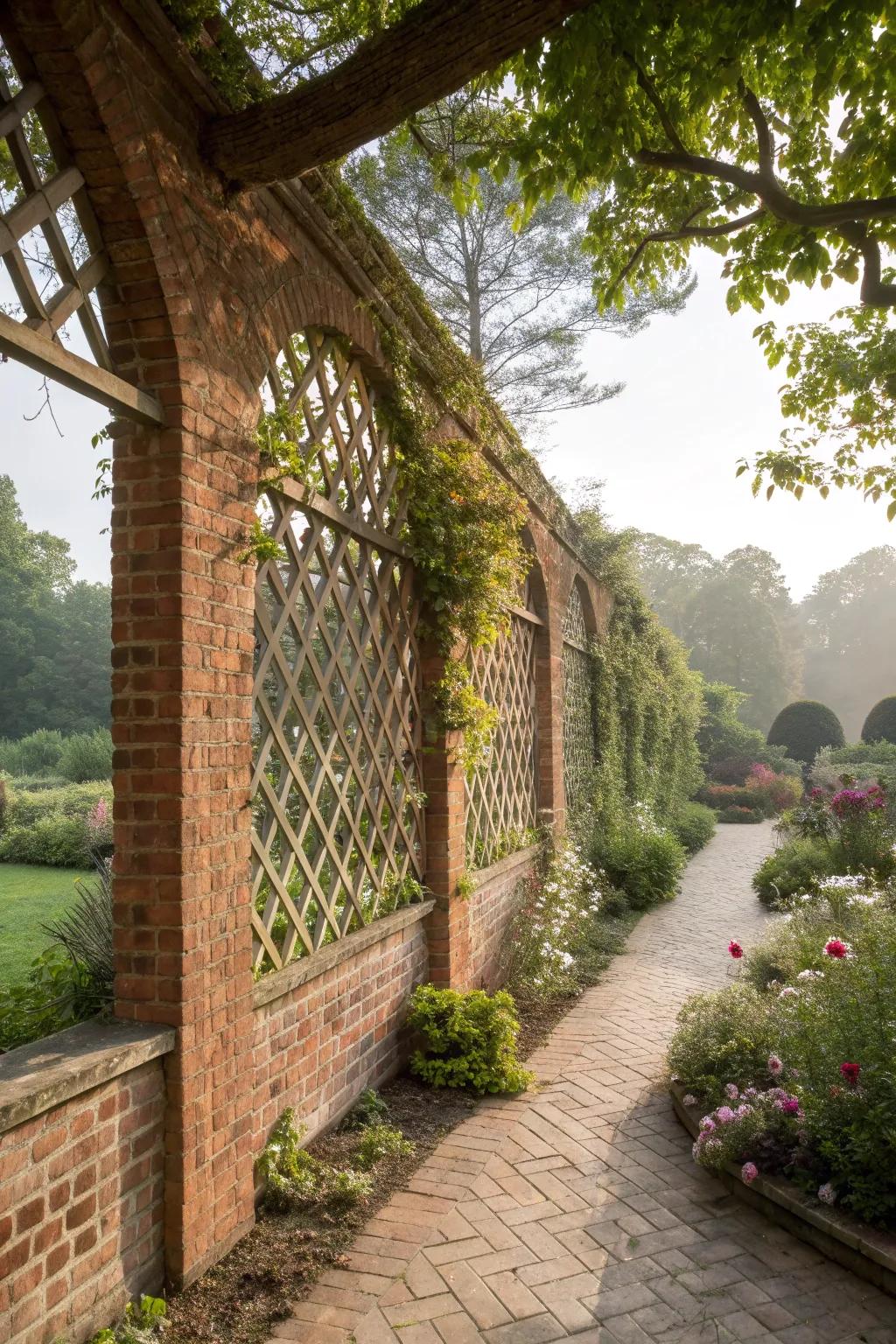Brick lattice combines strength with openness.