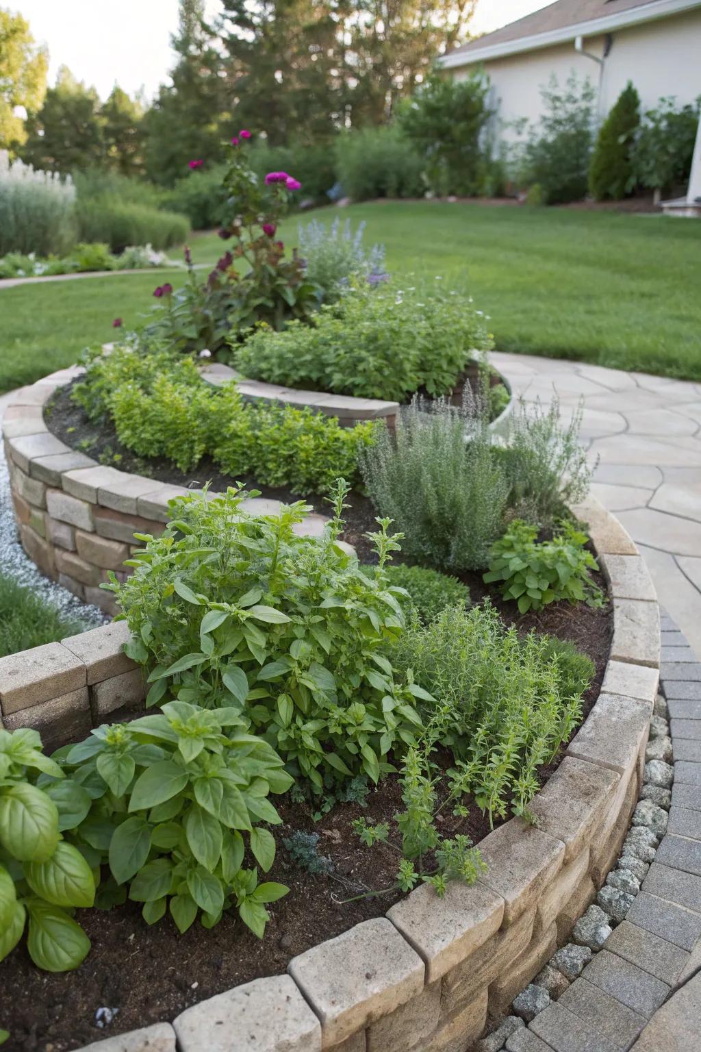 Grow herbs efficiently with a herb spiral design.
