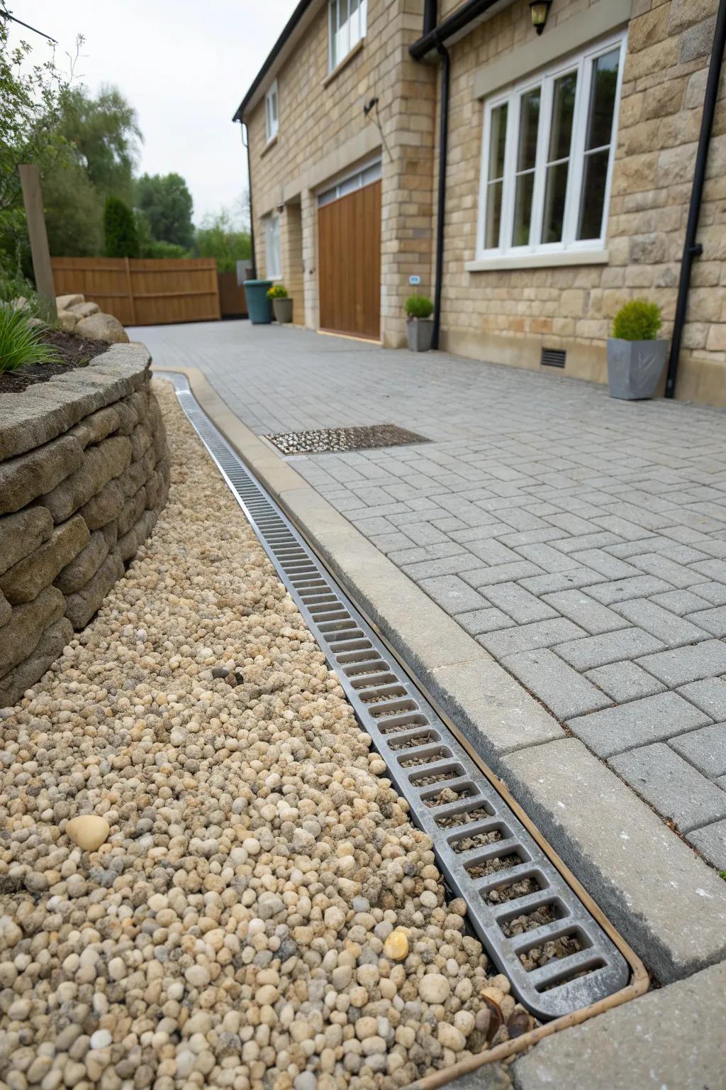 An eco-friendly permeable limestone driveway with efficient drainage.