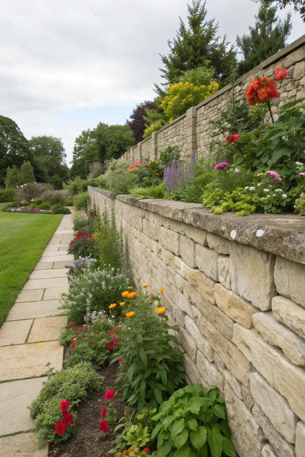 Limestone walls provide structure and beauty.